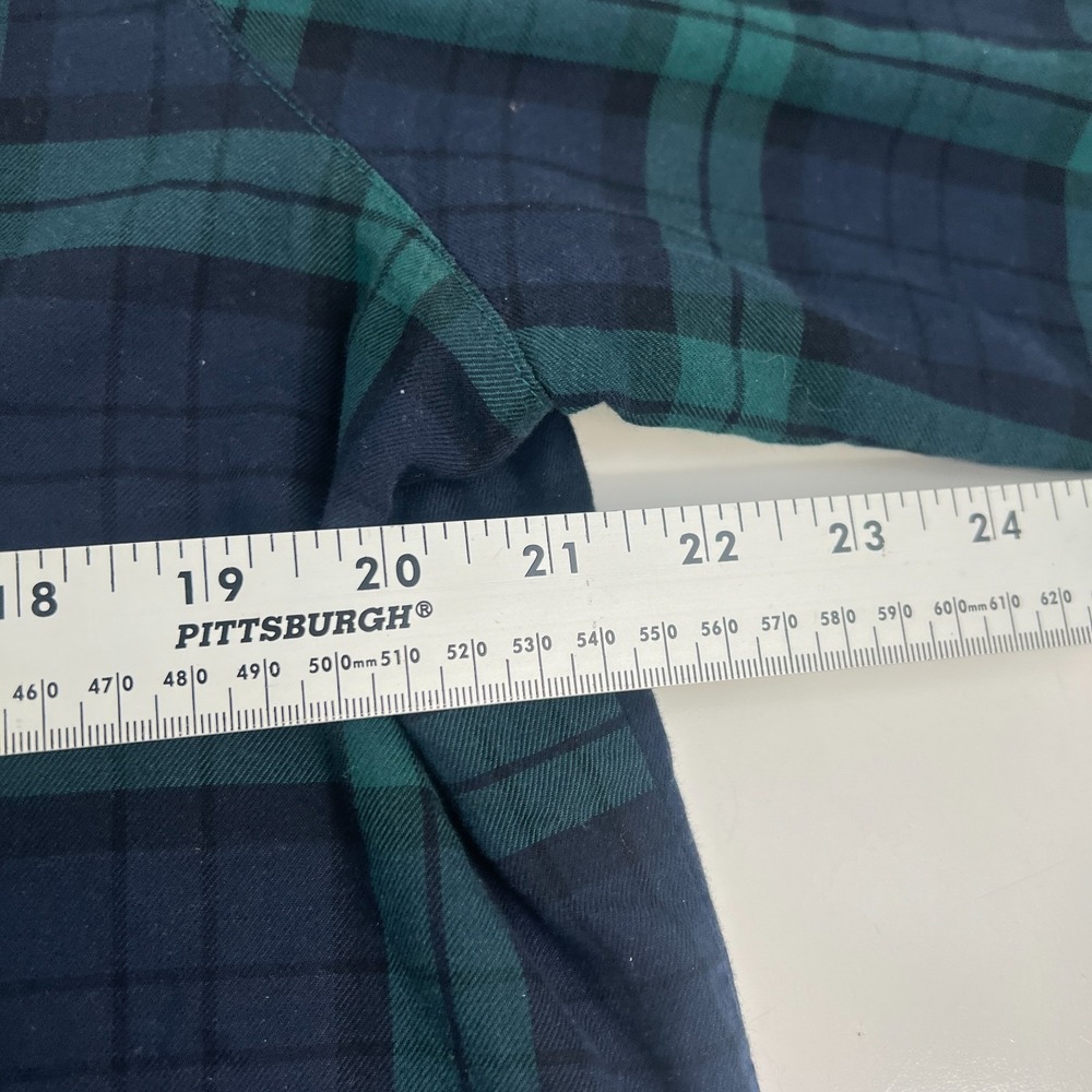 LL Bean Jacket Womens Large Relaxed Blue Green Plaid Flannel Hooded Sherpa Lined - Picture 10 of 16